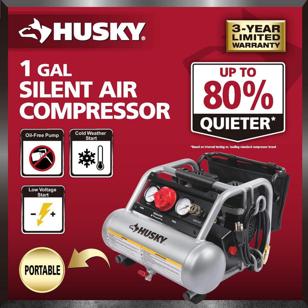 Husky 1 Gal. Portable Electric Powered Silent Air Compressor