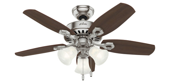 Hunter Builder 42-in Brushed Nickel with Brazilian Cherry Blades LED Indoor Ceiling Fan (5-Blade)