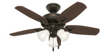 Hunter Builder Small Room 42-in New Bronze with Brazilian Cherry/Harvest Mahogany Blades LED Indoor Ceiling Fan with Light (5-Blade)