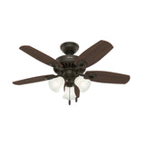 Hunter Builder Small Room 42-in New Bronze with Brazilian Cherry/Harvest Mahogany Blades LED Indoor Ceiling Fan with Light (5-Blade)