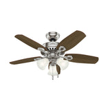 Hunter Builder 42-in Brushed Nickel with Brazilian Cherry Blades LED Indoor Ceiling Fan (5-Blade)