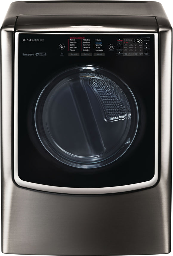 LG SIGNATURE TurboSteam 9-cu ft Steam Cycle Vented Smart Electric Dryer (Black Stainless Steel)