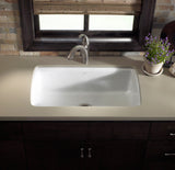 KOHLER Cape Dory Undermount 33-in x 22-in White Cast Iron Single Bowl 5-Hole Kitchen Sink