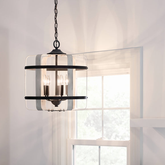 Kichler Gartin 5-Light Weathered Zinc Transitional Drum Medium Hanging Pendant Light