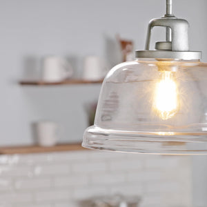 Progress Lighting Embellish Galvanized Coastal Clear Glass Bell Medium (10-22-in) Pendant Light