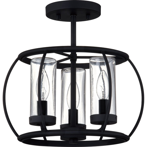 Quoizel Daxton 3-Light 12.5-in Black Semi-flush Mount Light