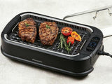 PowerXL Smokeless Grill Family Size- with Tempered Glass Lid with Interchangeable Grill and Griddle Plate and Turbo Speed Smoke Extractor Technology 22.1” X13.2” X 6.1