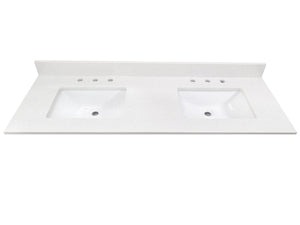 allen + roth Meridian 61-in x 22-in White/Polished Engineered Marble Undermount Double Sink 3-Hole Bathroom Vanity Top