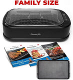 PowerXL Smokeless Grill Family Size- with Tempered Glass Lid with Interchangeable Grill and Griddle Plate and Turbo Speed Smoke Extractor Technology 22.1” X13.2” X 6.1