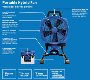 Kobalt 14-in 5-Speed Indoor or Outdoor Blue Pedestal Fan (Battery and Charger Not Included)