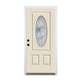 Therma-Tru Varissa Entry Door 36-in x 80-in Fiberglass Oval Lite Right-Hand Inswing Unfinished Prehung Front Door with Brickmould Insulating Core