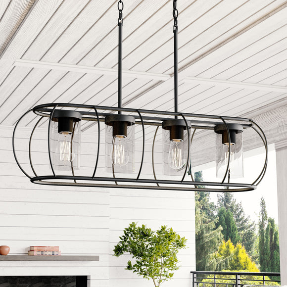 Quoizel Daxton 4-Light Matte Black Transitional Wet Rated Chandelier