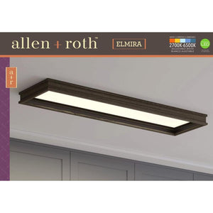 allen + roth Elmira 48.75-in Parlor Pewter Farmhouse LED Flush Mount Light