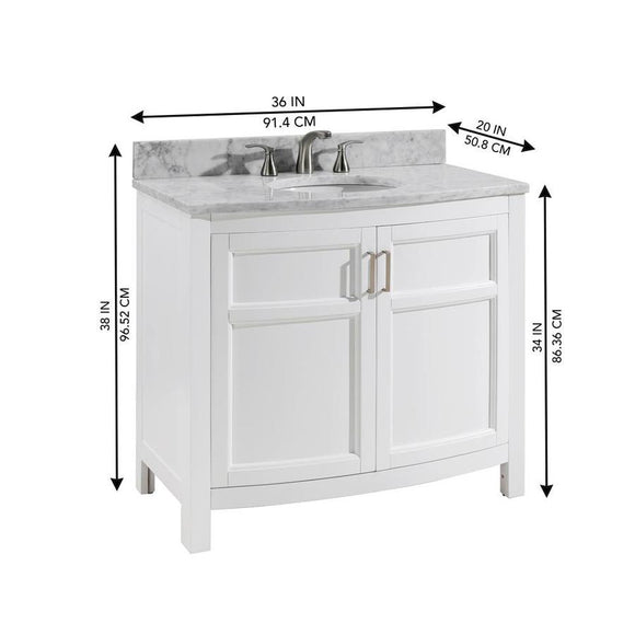 allen + roth Moravia 36-in White Undermount Single Sink Bathroom Vanity with Natural Carrara Marble Top