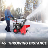 PowerSmart 26-Inch Self Propelled Two-Stage Snow Blower Gas Powered 212cc Engine with Electric Start, LED Headlight