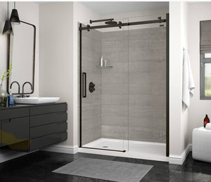 Halo 56 ½-59 x 78 ¾ in. 8mm Sliding Shower Door for Alcove Installation with Clear glass in Matte Black