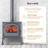 DuraVent DVL 6DVL-E90 6'' Galvanized Steel/Stainless Steel Double Wall Stove Pipe, 90 Degree Elbow Connector for Vent and Exhaust, Black