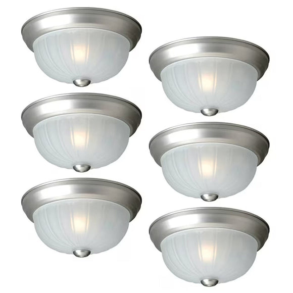 Project Source 6-Pack 10-in Painted Brushed Nickel Flush Mount Light