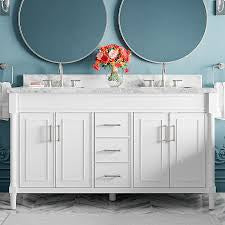 allen + roth Perrella 61-in White Undermount Double Sink Bathroom Vanity with White Natural Marble Top