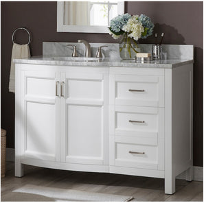 allen + roth Moravia 48-in White Undermount Single Sink Bathroom Vanity with Natural Carrara Marble Top