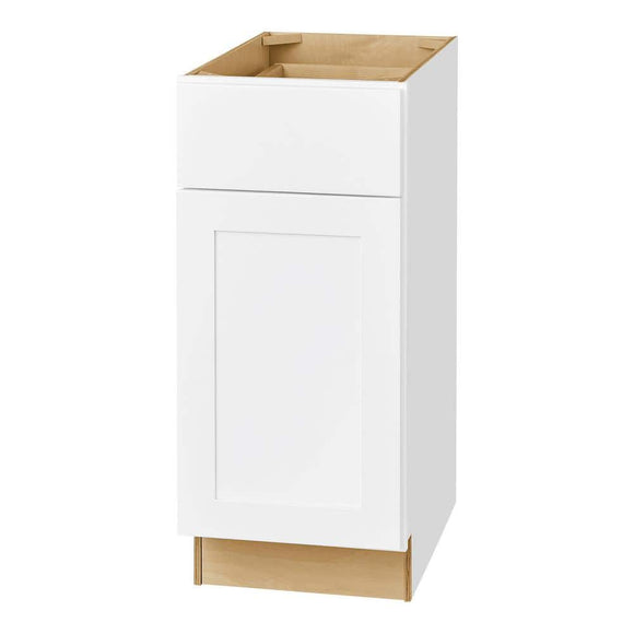 Avondale Shaker Alpine White Quick Assemble Plywood 15 in Base Kitchen Cabinet (15 in W x 24 in D x 34.5 in H)