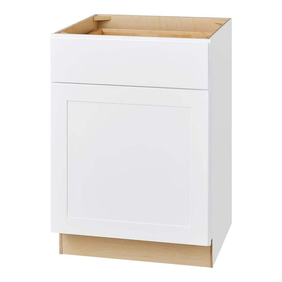 Avondale Shaker Alpine White Quick Assemble Plywood 24 in Base Kitchen Cabinet (24 in W x 24 in D x 34.5 in H)