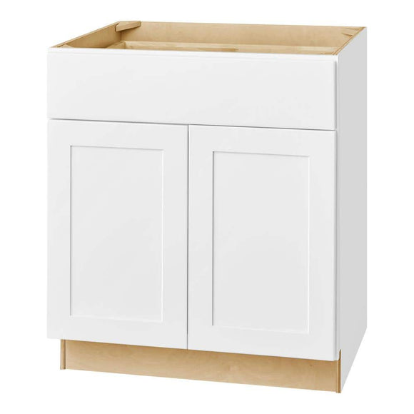 Avondale Shaker Alpine White Quick Assemble Plywood 30 in Base Kitchen Cabinet (30 in W x 24 in D x 34.5 in H)