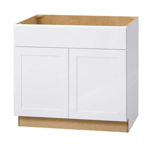 Avondale Shaker Alpine White Quick Assemble Plywood 36 in Sink Base Kitchen Cabinet (36 in W x 24 in D x 34.5 in H)