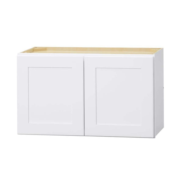 Avondale Shaker Alpine White Quick Assemble Plywood 30 in x 18 in Wall Bridge Cabinet (30 in W x 18 in H x 12 in D)