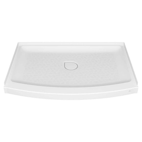 Ovation Curve 48 in. L x 30 in. W Alcove Shower Pan Base with Center Drain in Arctic White