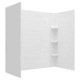 Ovation Curve 60 in. W x 60 in. H 3-Piece Glue Up Alcove Tub Surrounds in Arctic White