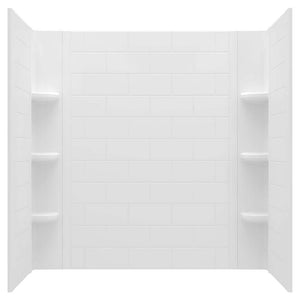 Ovation Curve 60 in. W x 60 in. H 3-Piece Glue Up Alcove Tub Surrounds in Arctic White