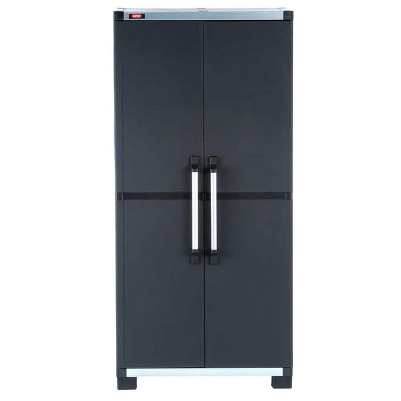 Plastic Freestanding Garage Cabinet in Black (35 in. W x 74 in. H x 18 in. D)