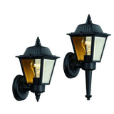 1-Light Black Outdoor Sconce Lantern with Clear Glass