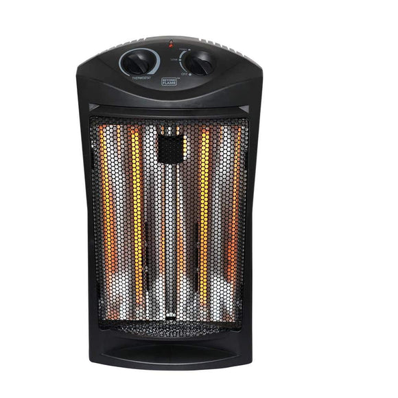 Unbranded 1500-Watt Black Electric Tower Quartz Infrared Space Heater with Thermostat