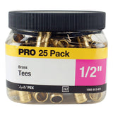 1/2 in. Brass PEX-B Barb Tee Pro Pack (25 Pack)