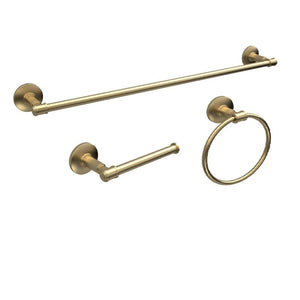 Parsons 3-Piece Bath Hardware Set with Towel Bar Paper Holder Towel Ring in Brushed Gold