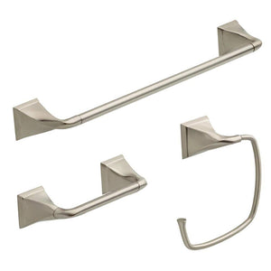 Everly 3-Piece Bath Hardware Set with Towel Ring/Toilet Paper Holder and 24 in. Towel Bar in Brushed Nickel