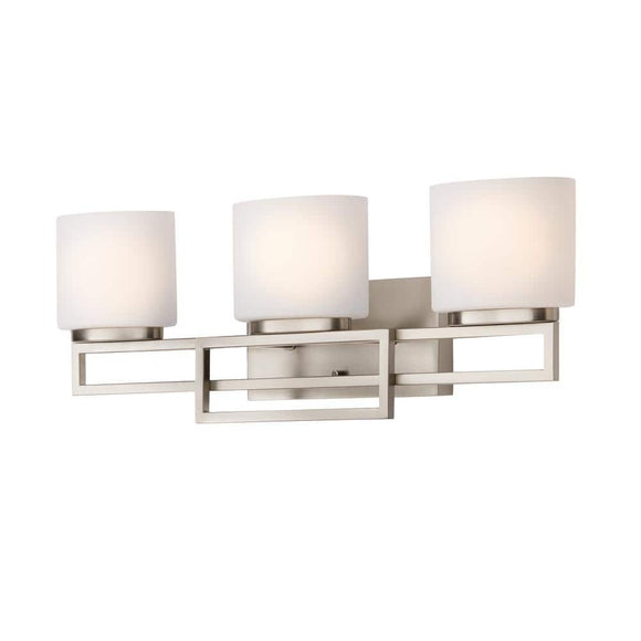 Tustna 3-Light Brushed Nickel Bathroom Vanity Light with Opal Glass Shades