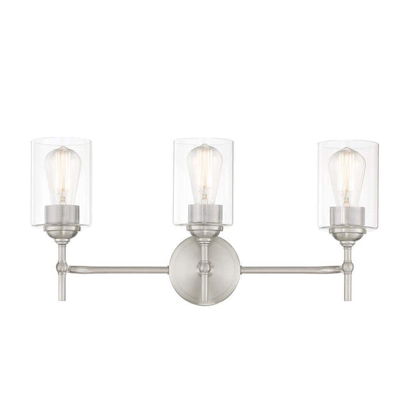 Ayelen 22 in. 3-Light Brushed Nickel Modern Bathroom Vanity Light