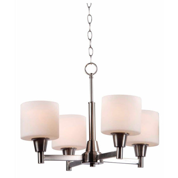 Oron 4-Light Brushed Nickel Reversible Chandelier with White Glass Shades