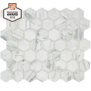 Carrara 10 in. x 12 in. x 6.35mm Ceramic Hexagon Mosaic Floor and Wall Tile (9.72 sq. ft./Case)