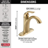 Lahara Gold Single-Handle Single Hole Bathroom Faucet with Metal Drain Assembly in Champagne Bronze