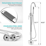 1-Handle Freestanding Floor Mount Roman Tub Faucet Bathtub Filler with Hand Shower in Chrome