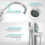 1-Handle Freestanding Floor Mount Roman Tub Faucet Bathtub Filler with Hand Shower in Chrome