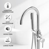 1-Handle Freestanding Floor Mount Roman Tub Faucet Bathtub Filler with Hand Shower in Chrome