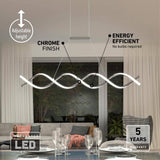 DNA Linear 16-Watt 1 Light Chrome Modern Integrated LED Pendant Light Fixture for Dining Room or Kitchen