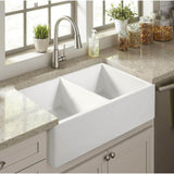 Bradstreet II 33 in. Farmhouse Apron Front Undermount Double Bowl Crisp White Fireclay Kitchen Sink