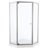 Foundations 38 in. W x 74 in. H Neo-Angle Pivot Framed Corner Shower Enclosure in Chrome