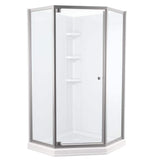 Foundations 38 in. W x 74 in. H Neo-Angle Pivot Framed Corner Shower Enclosure in Chrome